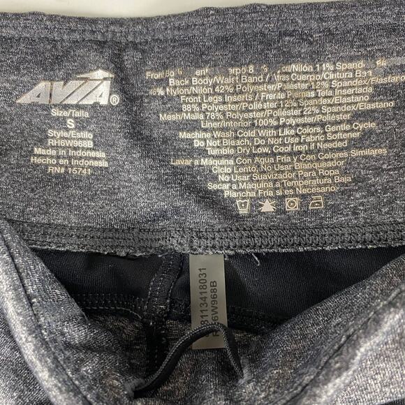 Avia Colorblock Mesh Leggings Active Full Length Black White Grey sz Small - Picture 10 of 11